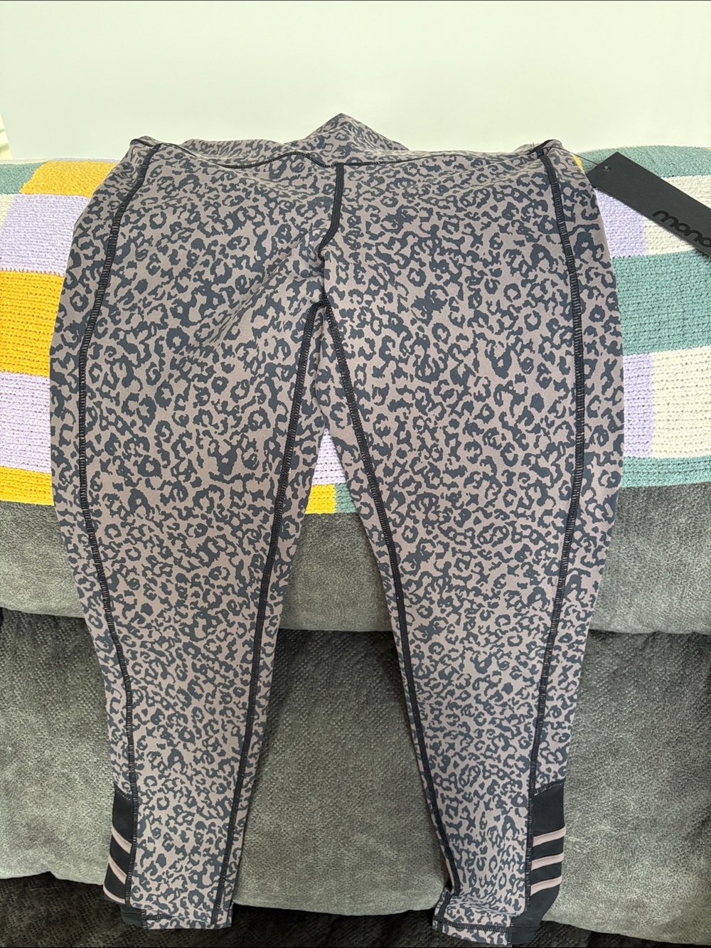 Mono B Gray Leopard Print Active Leggings